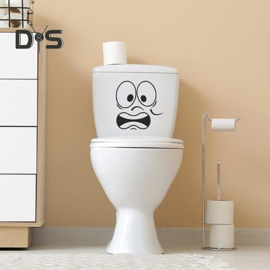 Toilettenaufkleber mit erschrockenem Ausdruck, wasserdicht, entfernbar, selbstklebend, PVC, Wandkunst, Cartoon-Ausdruck, Toilettensitzdeckel-Dekoration für Wohnzimmer und Badezimmer