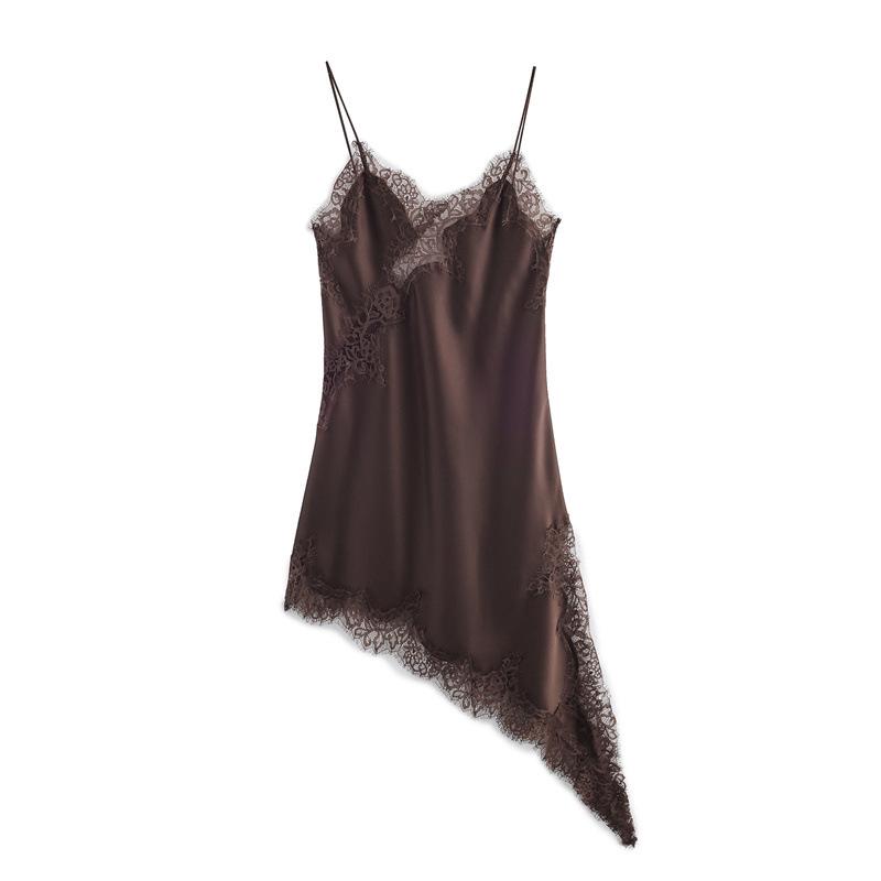 European & American Style Women's Asymmetrical Lace Camisole Dress