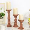 3pcs Wooden Candle Holder Wedding Banquet Columnar Candlestick