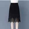 Lace Skirt Thickened Knitted New Autumn/winter High Waist Step Skirt Versatile Black A-line Skirt Wholesale