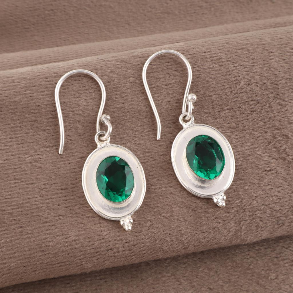 Green Emerald Gemstone Jewelry, 925 Sterling Silver Earrings, Handmade Dazzling Jewelry, Meditation Earrings Gift For Women