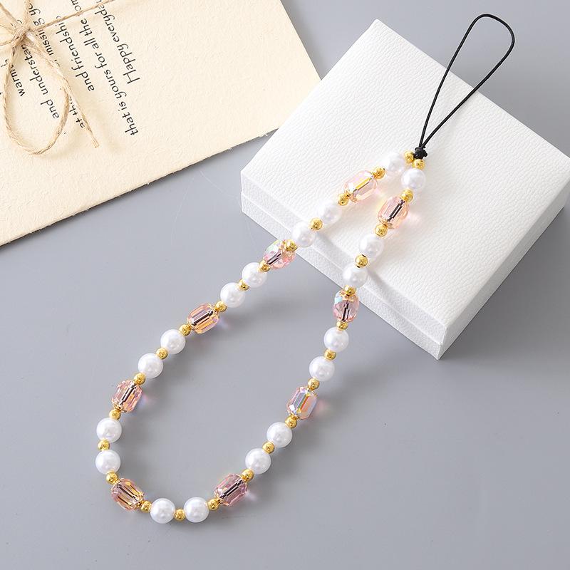 Korean Love Heart Beaded Phone Chain & Keychain Set for Women