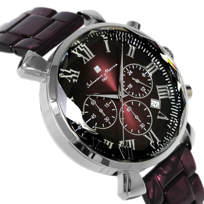 [Salvatore Marra] Watch Chronograph Multi-faceted Glass Acetate Band Gradient Men's Purple SM19104A-SSPL