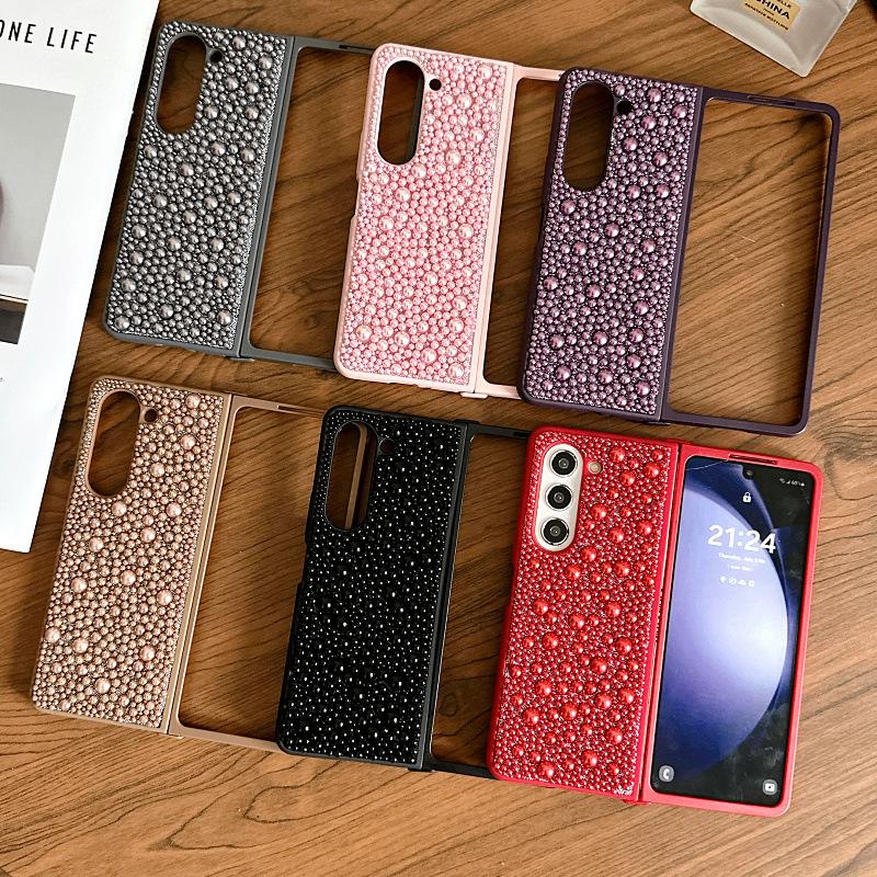 Suitable for Samsung ZFold6 Mobile Phone Case Full Screen Pearl Full Cover High End Protective Case Zfold5 Folding Mobile Phone Case 3
