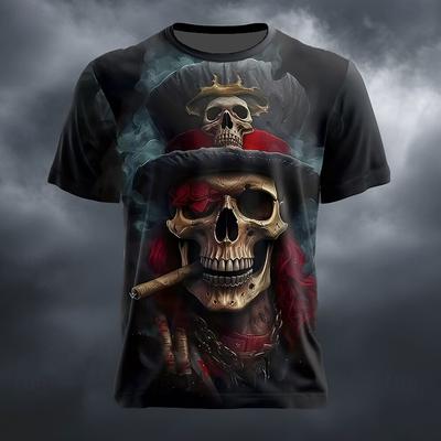 Funny 3D Skull Print T Shirt For Men Street Hip Hop Style Short Sleeve Tops Summer Casual O-neck Loose T-Shirts Fashion Pullover
