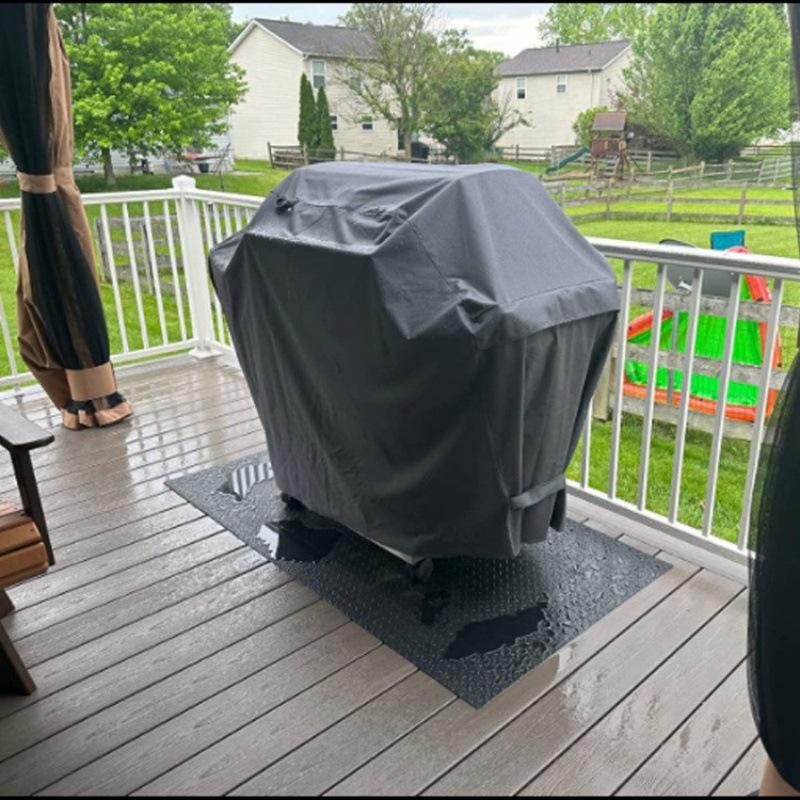 Outdoor BBQ Dust Cover, Black Silver Coated 210D Oxford Cloth Grill Cover