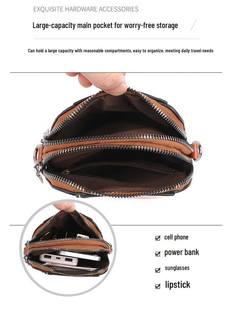 Wasserdichte Crossbody-Tasche im Retro-Stil für Damen - Mini-Handy & Große Kapazität Toilettenartikel-Umhängetasche
