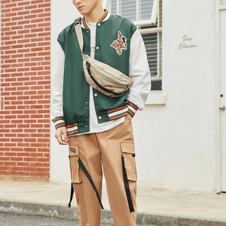 Li Ning CF Print Logo Color Block Single-Breasted Jacket Unisex Jacket Green AJDS349-1