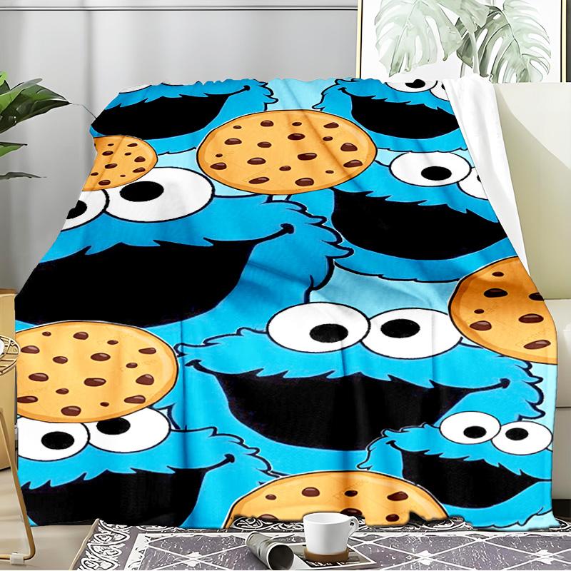 Colorful Sesame Muppets Together Blanket Flannel Throw for Sofa, Indoor, Camping, Living Room, Office, Chair, And Bed Soft Birthday Gift