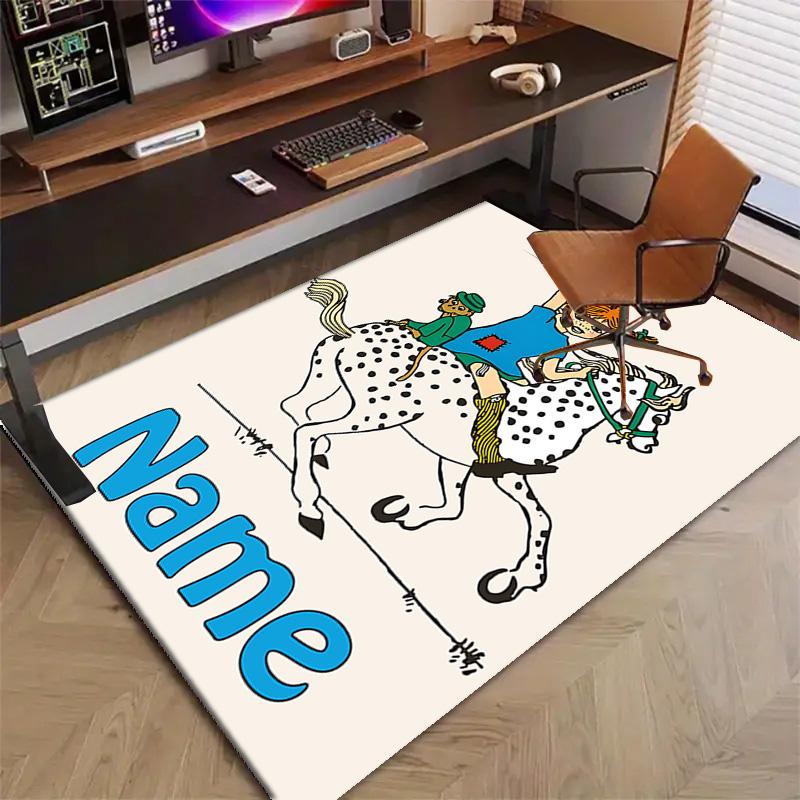 Custom Pippi Longstocking Mat Personalized Name, Polyester Washable Indoor Entryway Rug, Gift for Christmas, Easter, Thanksgiving Day