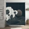 Black White Ocean Wave Shower Curtain Modern Design For Bathroom Decorations Size Customizable For Tub Or Bathtub