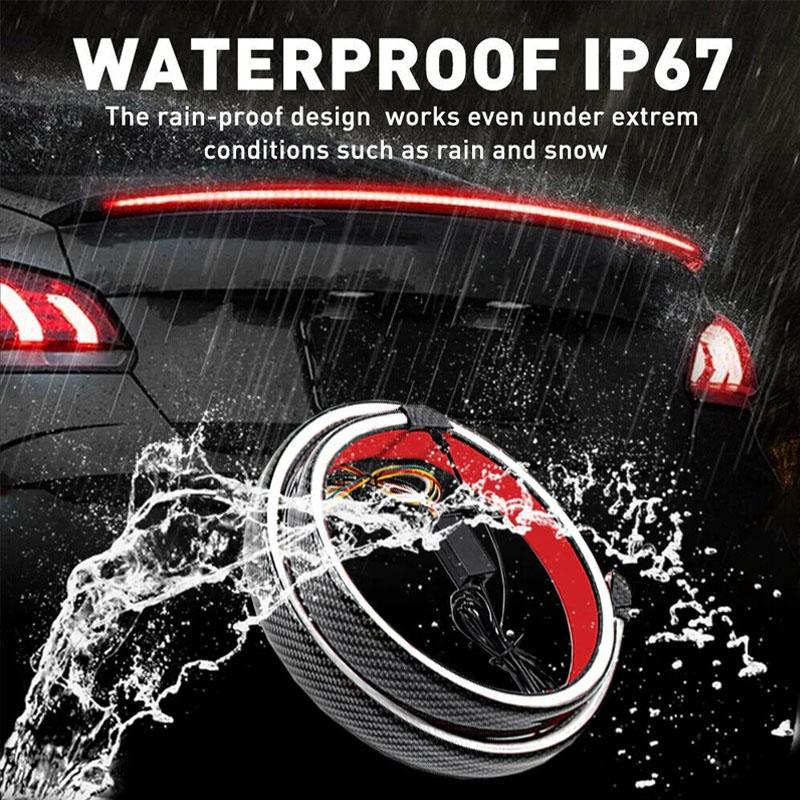 120CM Car Trunk Tail Brake Lights 12V Universal Multicolour Flow Strips Brake Turn Signal Lamps Additional Stop Lamp Accessories