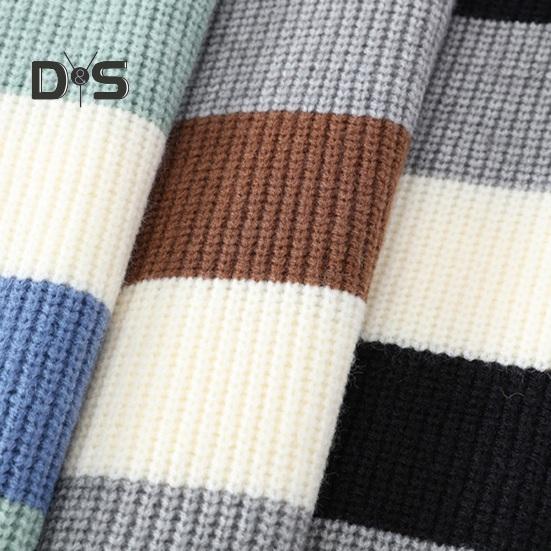 Fall Winter Men Sweater Half-high Collar Thickened Knitted Warm Loose Colorblock Loose Long Sleeves Pullover Daily Wear Sport Sweater