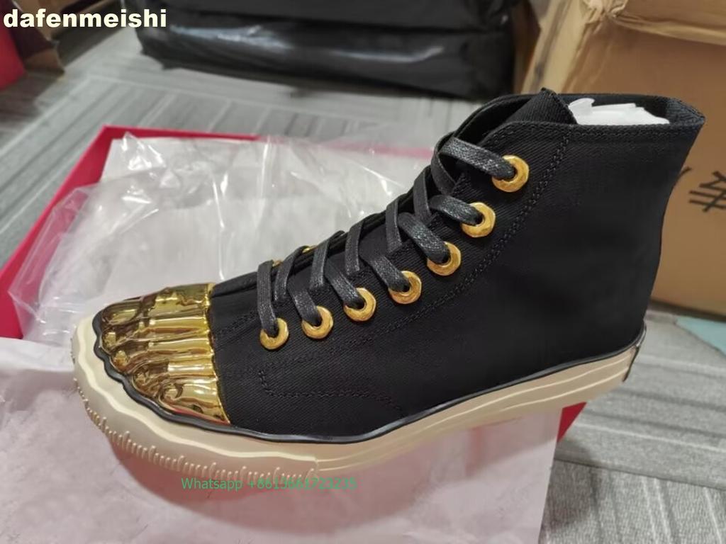 Metal Five Finger Toe Flats Canvas Shoes 2025 Newest Novelty Casual Style Shoes Women/men Low-Top/high Top Lace-Up Shoes