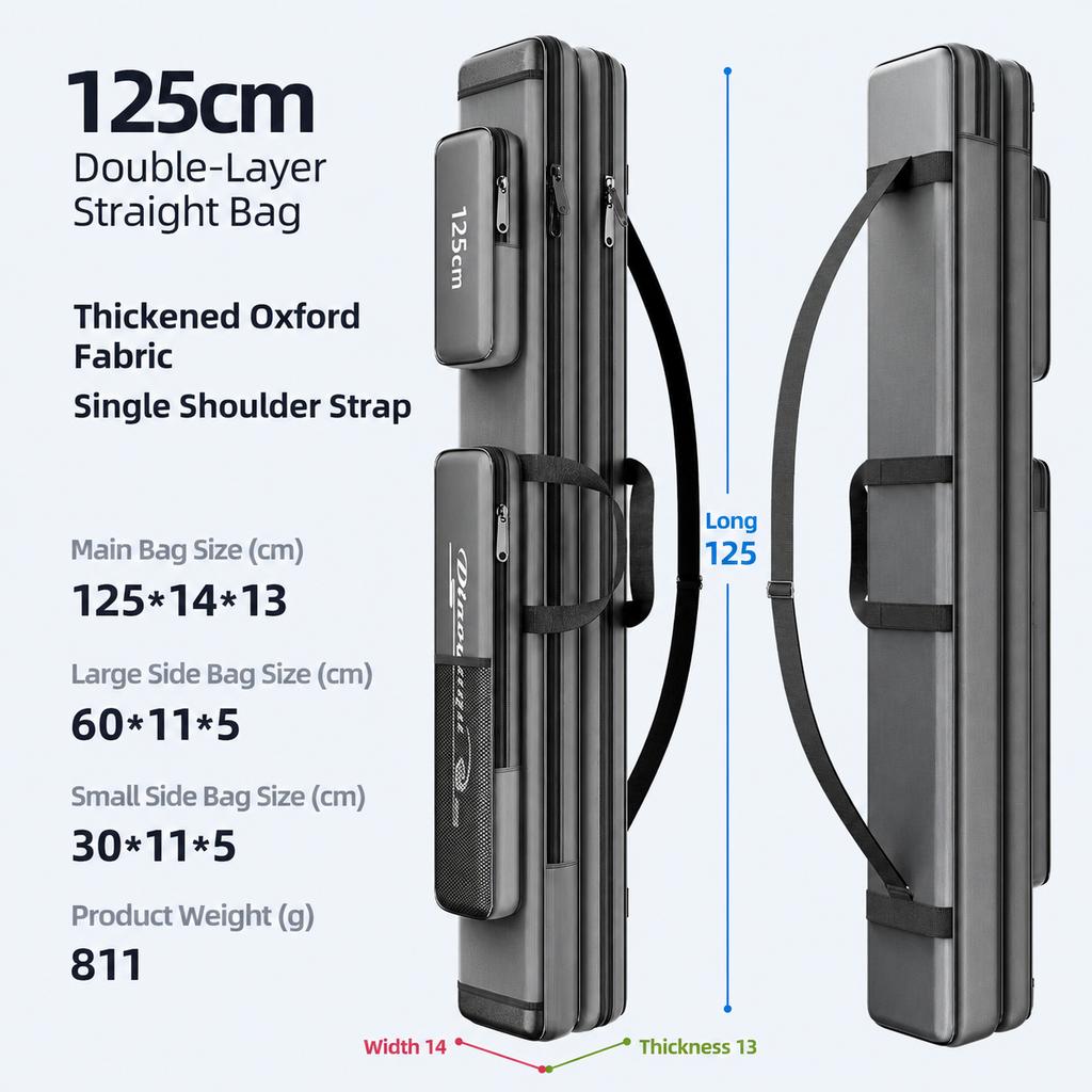 Sea Fishing Rod Bag Double-Layer Rectangular Oxford Fishing Tackle Storage Bag with Shoulder Strap