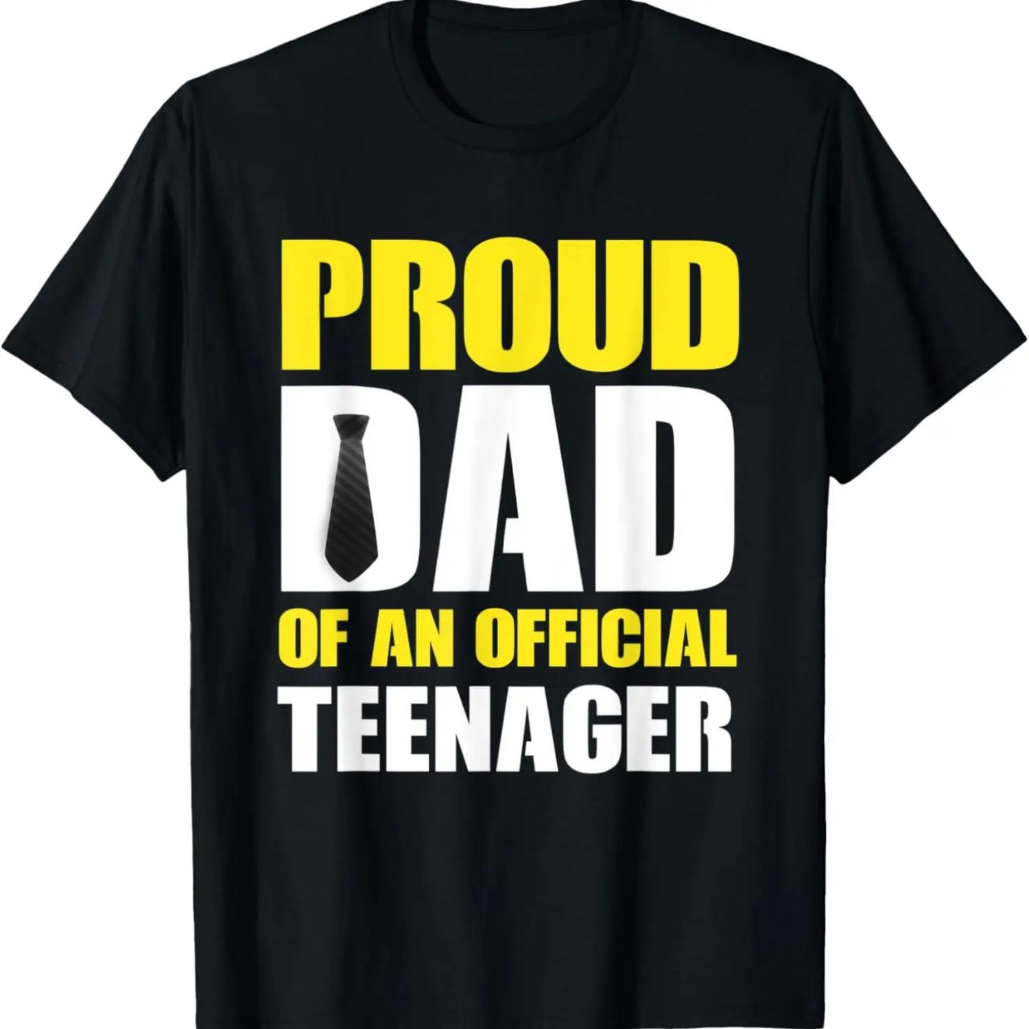 Mens Funny Proud Quote Father Gift Dad Of An Official Teenager T-Shirt S чёрный