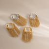 18K Gold Plated Tassel Chain Hoop Earrings for Women Minimalist Stainless Steel Fashion Huggies Earring Daily Jewelry Gifts