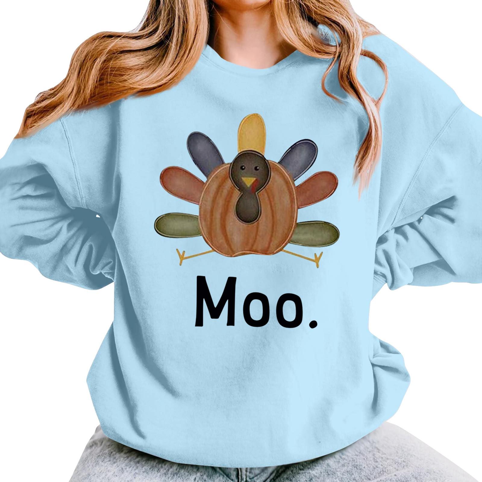 Женская повседневная мода День благодарения с принтом длинный рукав O-образный вырез — фото 9