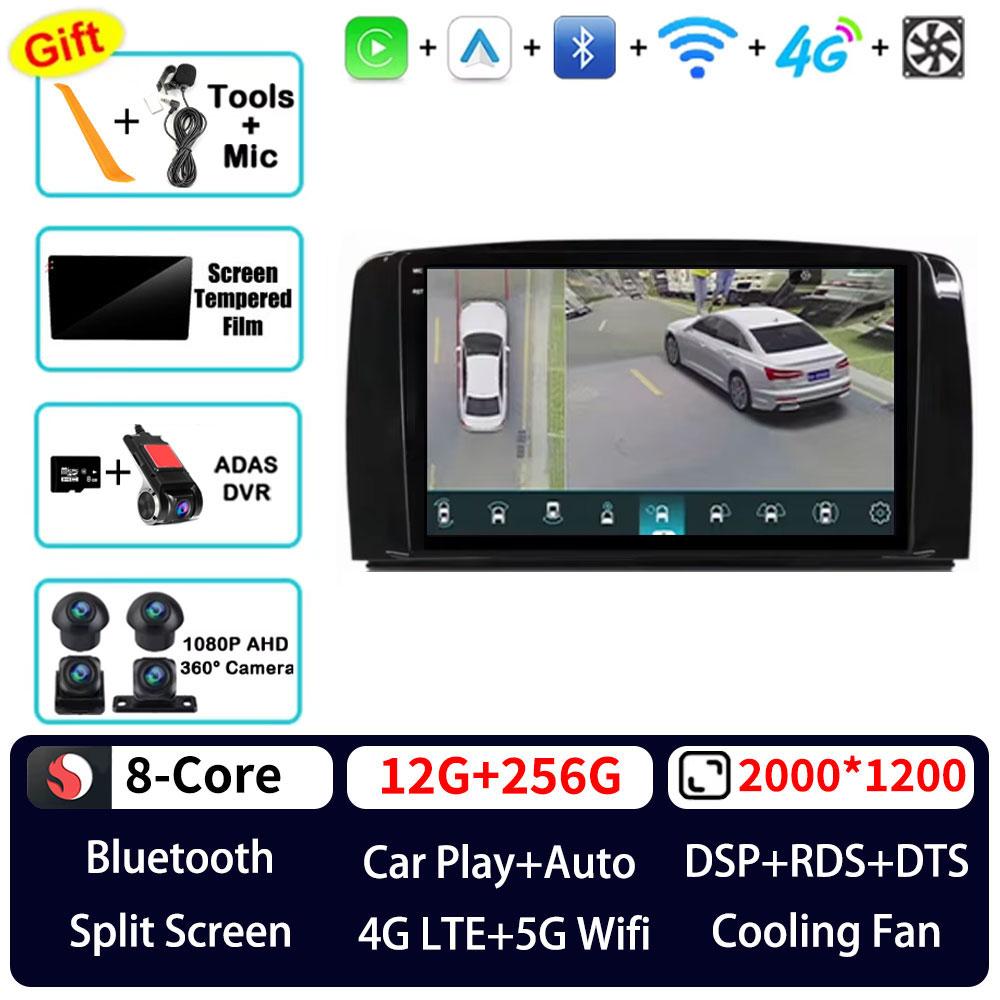 Autoradio Android 16 pour Mercedes Benz Classe R W251 R280 R300 R320 2005-2017, lecteur multimédia GPS, Navi, Carplay, autoradio stéréo