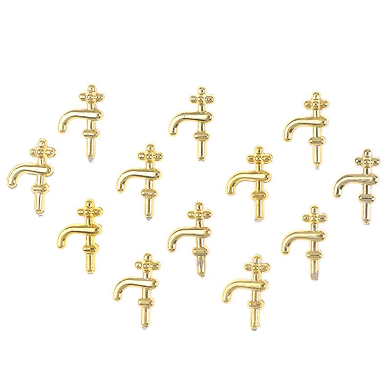 12Pcs 1:12 Dollhouse Miniature Wash Basin Water Tap Faucet Furniture Accessories