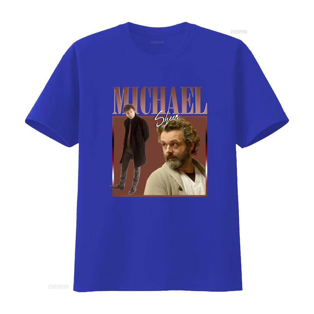 Michael Sheen Good Omens Vintage Stil Retro T-Shirt Hommage vintage Gewaschen Lässig Bequem Unisex Weich Stilvoll Leicht