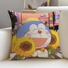 Classic DDoraemonS Cushion Cover Breathable and skinfriendly linen pillowcase square removable and washable cushion