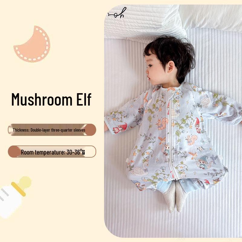 Bamboo Fiber Infant Sleeping Bag - Summer Anti-Kick Gauze Pajamas for Babies