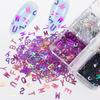 6 Grids Letter Nail Sequins 3D Nail Glitter English Letters Sequins Glitter Decals Mixed Nails Pailette Letter Flakes