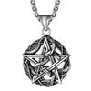 Richsteel Men's Stainless Steel Antique-Style Pentagram Snake Necklace Pendant, Hypoallergenic, Good Fortune Charm, Accessory