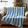 Light Blue Stripe Ultra Soft Sherpa Fleece Blanket Fluffy Warm Halloween Cozy Throw for Sofa Couch Bedroom Gift All Season