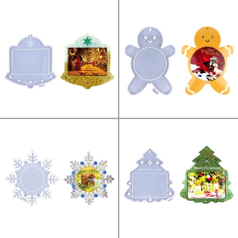 Snowflake Photo Frame Drop Glue Mold Diy Christmas Decor Snowflake Photo Frame Pendant Desktop Ornament Silicone Mold