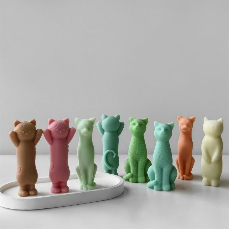 3D Cats Shape Candle Silicone Mold Soap Making Moulds Unique Sitting Cats Silicone Molds for Soap Resin Decorations