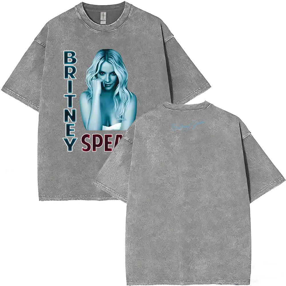 Washed Vintage Britney Spears Oops I Did It Again Graphic T Shirts Men Women Casual Oversized Short Sleeve Tshirts Streetwear
