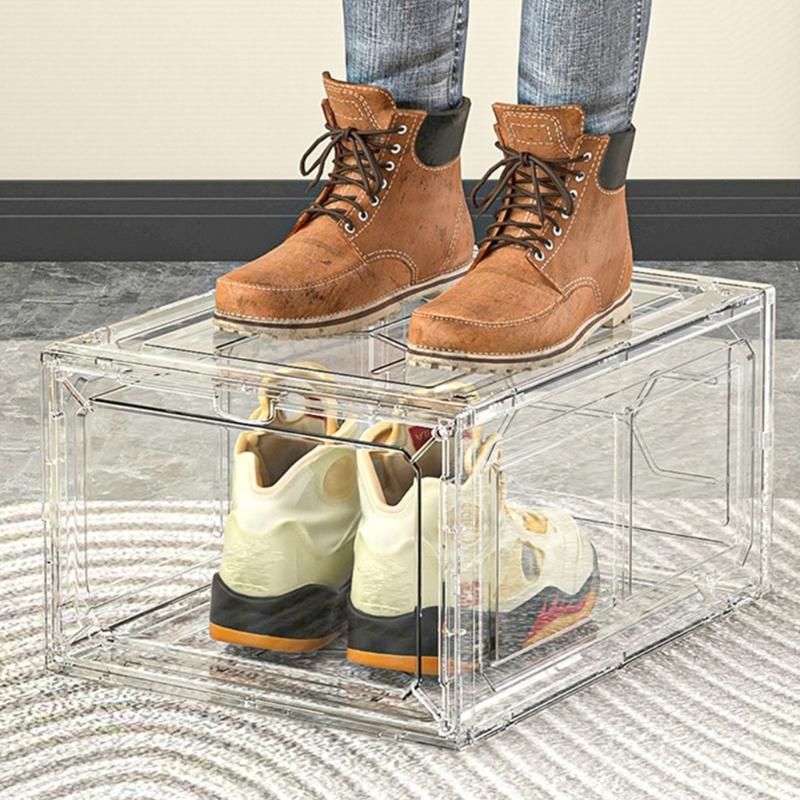 Portable Shoe Storage Containers Practical Clear Shoe Storage Boxes Stackable Design Case for Entryway or Closet