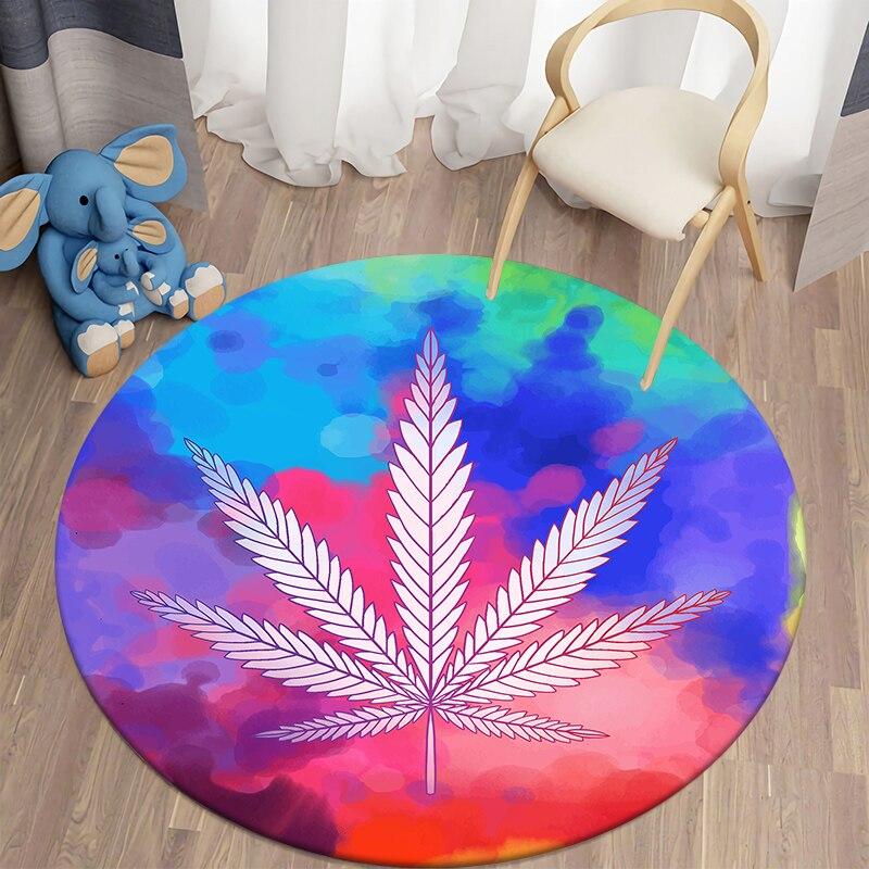 Black Cat Kawaii HD Printed Round Carpet for Living Room Rugs Camping Picnic Mats Flannel Anti-Slip Rug Yoga Mat Stranger Things