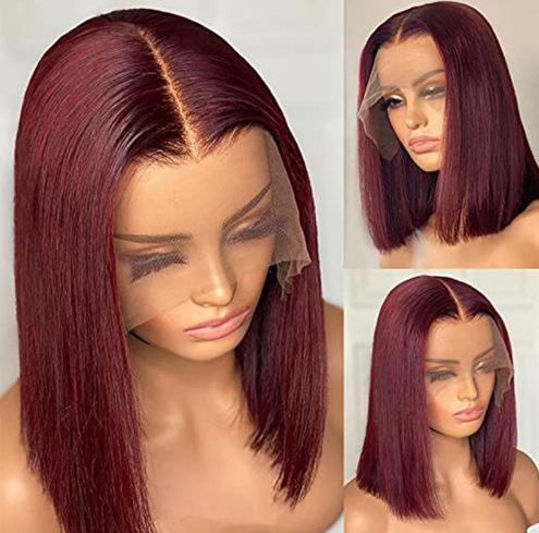 European and American wig female black short medium bobo Bobo head high temperature silk chemical fiber hair button mesh head