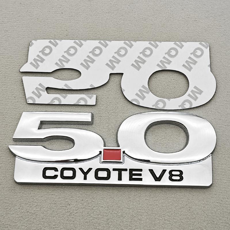 3D Metal Car Sticker 5.0 COYOTE V8 Logo Badge Rear Trunk Fender Side Emblem For Ford Mustang GT500 Cobra Focus Mondeo Accessorie