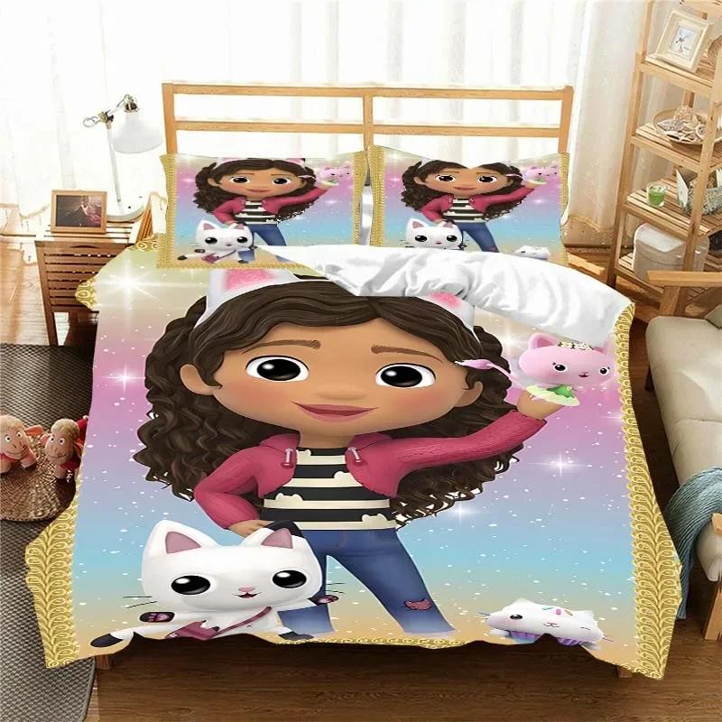 Gabbys D-Dollhouse Ložní souprava Povlak na přikrývku Přikrývka Postel Jednolůžko Dvojlůžko Plná Queen Mládež Děti Dívka Chlapci Dárek Ložní souprava velikosti King