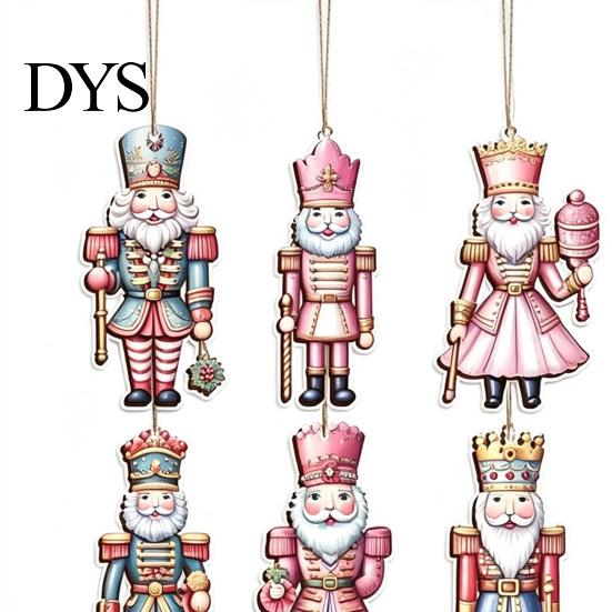 Christmas Tree Hanging Nutcracker Ornaments for Tree, Wooden Soldier Decorative Pendants Holiday Decoration, 2D Flat Xmas Party Decor Atmosphere