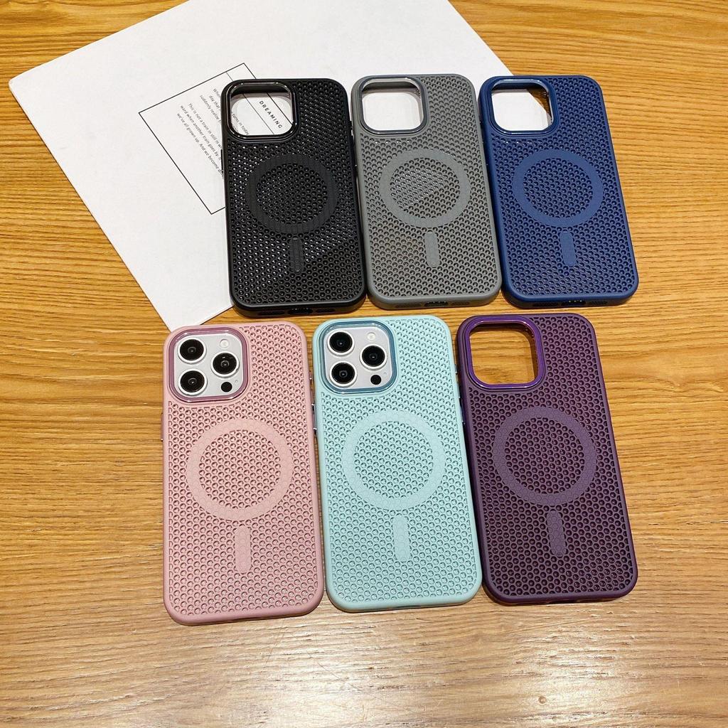 Honeycomb Heat Dissipation Magnetic Case for iPhone 15 Pro Max - Drop-Proof and Skin-Feel Protective