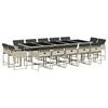 15 Piece Outdoor Dining Set with Cushions Light Grey Poly Rattan