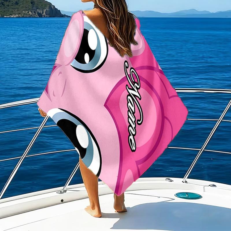 Custom Name Unicorn Sweet Heart Microfiber Beach Towel Super Soft & Absorbent for Bath, Beach, Travel Bath Time Accessory, Fan Gifts