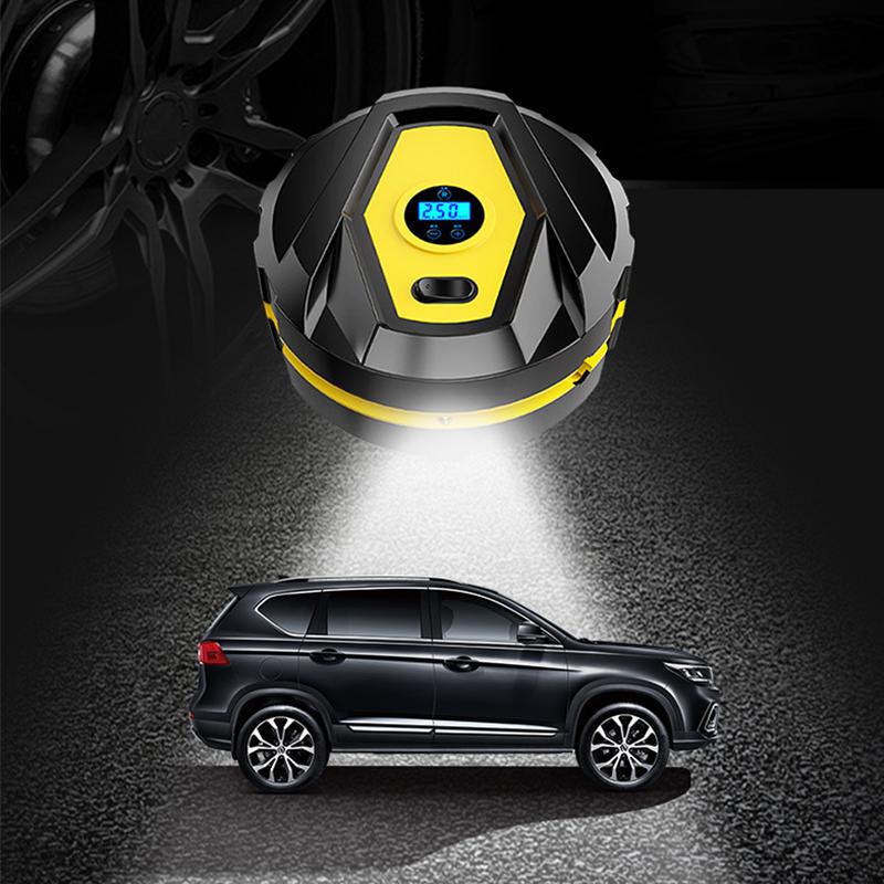 Multi-function Car Fast Air Pump Small Mini Round Portable 12v Intelligent Digital Display High-power Car Tire Pump Cylinder