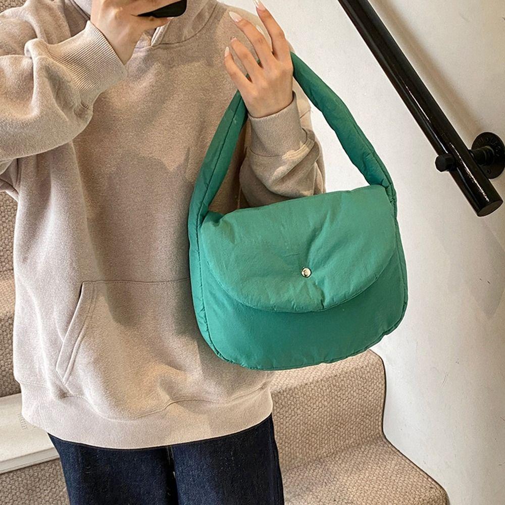 Large Capacity Down Handbag Cloth Winter Underarm Bag Sweet Nylon Shoulder Bag  Office Worker