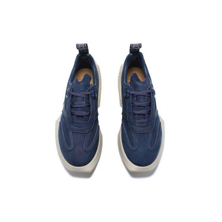 Li-Ning 1990 Retro Sports Thick Sole Non-Slip Wear-Resistant Low-Top Casual Shoes Men Sneaker Dark-Indigo ALFS205-2