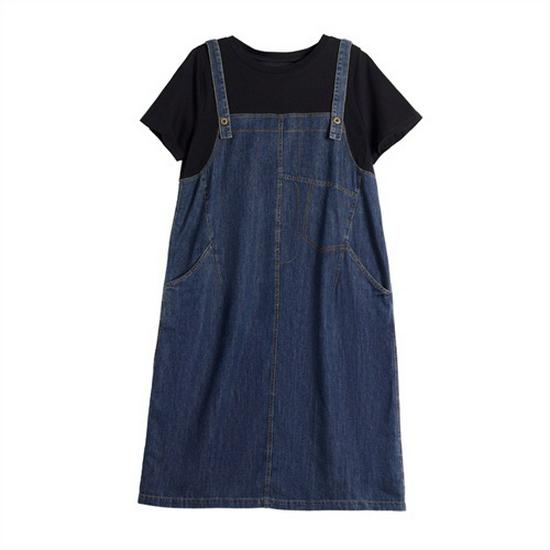 Damen Freizeit Denim Patchwork Zweiteiler Kleid - 2025 Sommer Übergröße, Schicker Stil für Mütter mittleren Alters