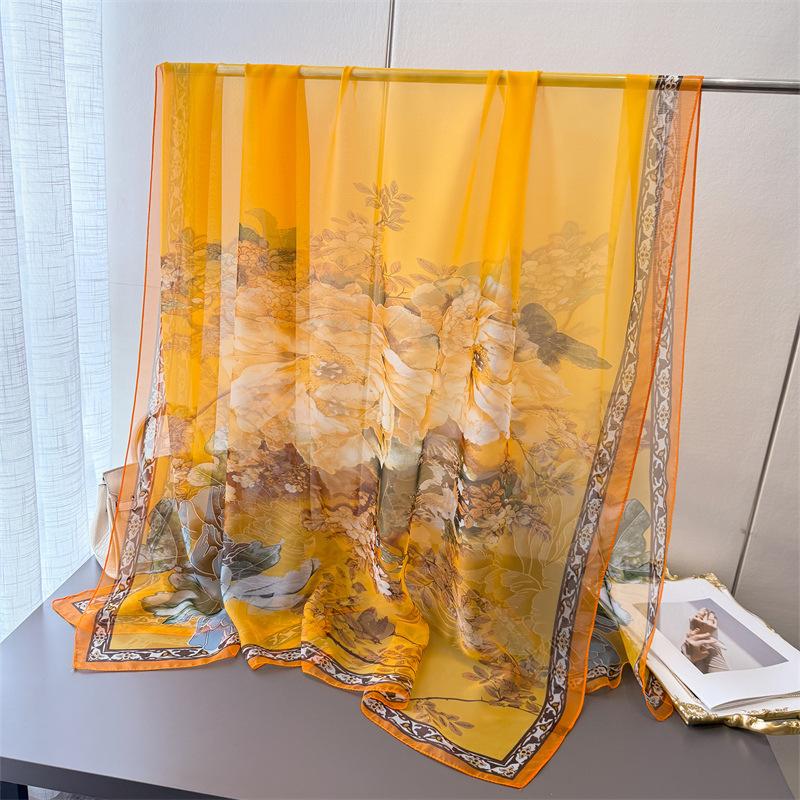 

Gradual change color encryption Yourou yarn printing spring and summer silk scarf large long scarf travel shawl sun protection women s scarf headscarf 185*120CM