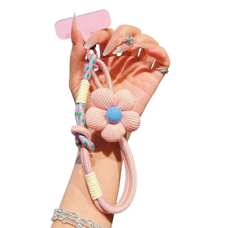 Canvas Multifunctional Mobile Phone Wrist Lanyard Featuring Cute Floral Design for Secure Everyday Carry and Activity