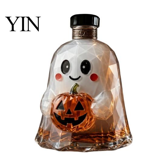 Home Bar Accessories Halloween Ghost Whiskey Decanter, Pumpkin And Cat Stopper Decor, High Decorative Alcohol Dispenser Borosilicate Glass Creative