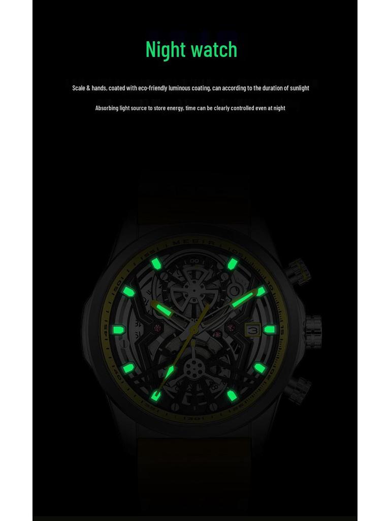 MEGIR Men's Silicone Quartz Watch 2235 - Fashionable Mechanical Style